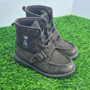 Polo Ralph Lauren Polo Bear Ranger Hi II Ankle Boots Boys Sz 10 Lace Up‎ Leather